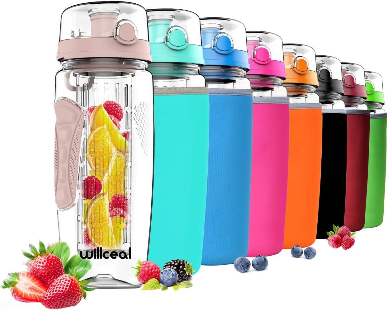 Garrafa de água com infusor de frutas
